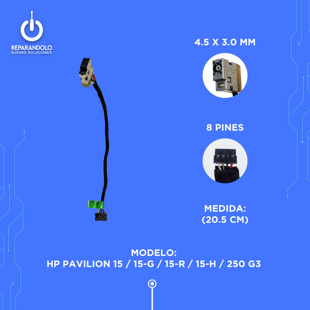 Pin de Carga para Laptop HP Pavilion 15 / 15-G / 15-R / 15-H / 250 G3.