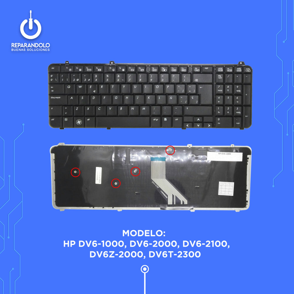 Teclado para Laptop HP DV6-1000, DV6-2000, DV6-2100, DV6Z-2000, DV6T-2300, DV6-1245DX.