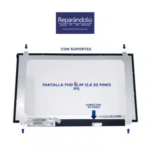 Pantalla 15.6 pulgadas Slim FHD, 30 pines, tecnología IPS, con soportes, compatible con laptops Lenovo, Dell, HP y Acer