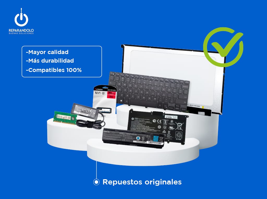 Los repuestos originales para laptops son piezas fabricadas por la misma marca o sus proveedores autorizados. Ofrecen mayor durabilidad y compatibilidad garantizada