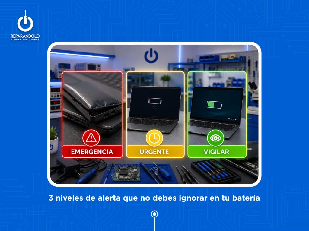 Señales y niveles de urgencia para cambiar la batería de una laptop