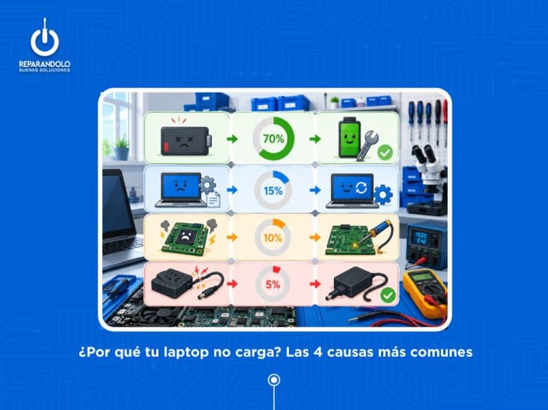 Diagnóstico cuando una laptop solo funciona conectada al cargador